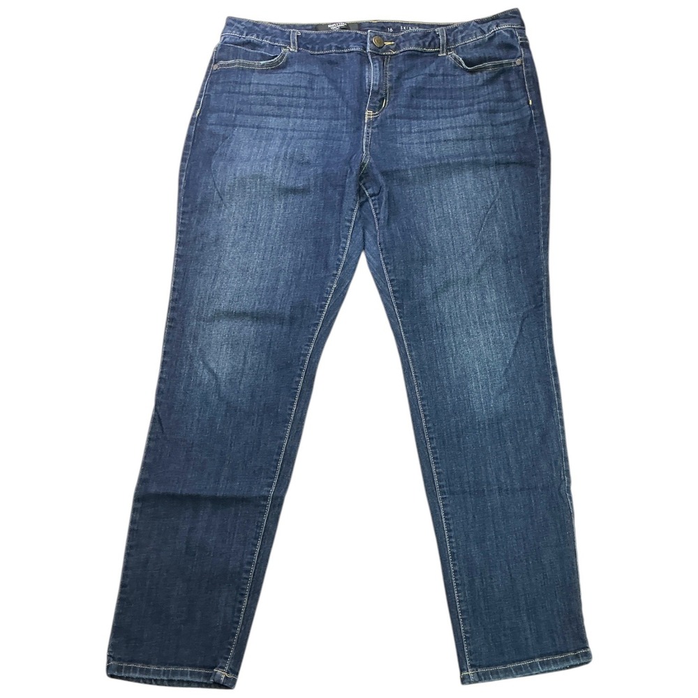 Simply Vera Vera Wang Blue Skinny Jeans Women Size 16 Mid Rise Dark Wash